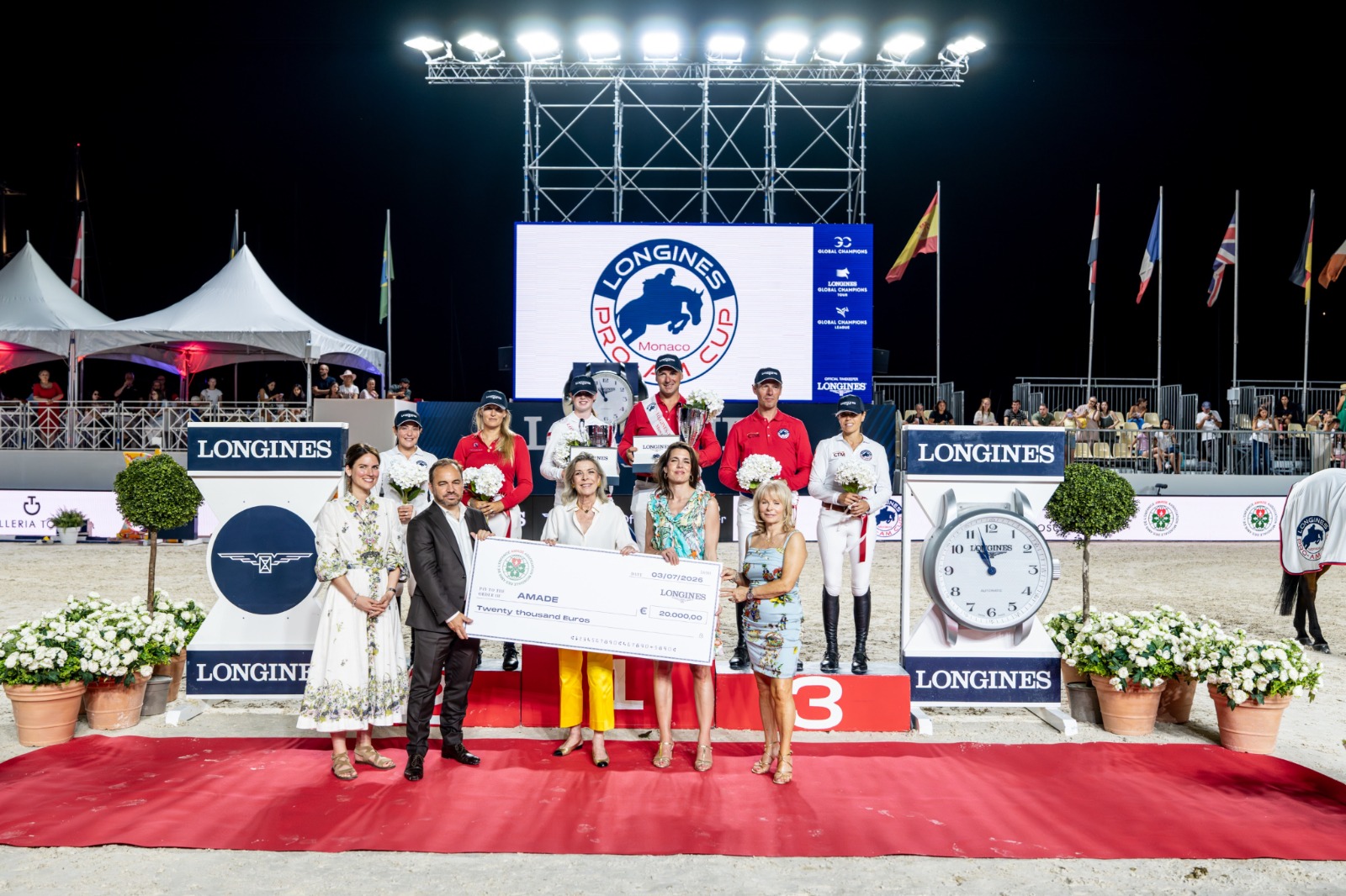 Lisa and Emanuele Gaudiano celebrate victory in the Longines Pro Am Cup Monaco 2026.