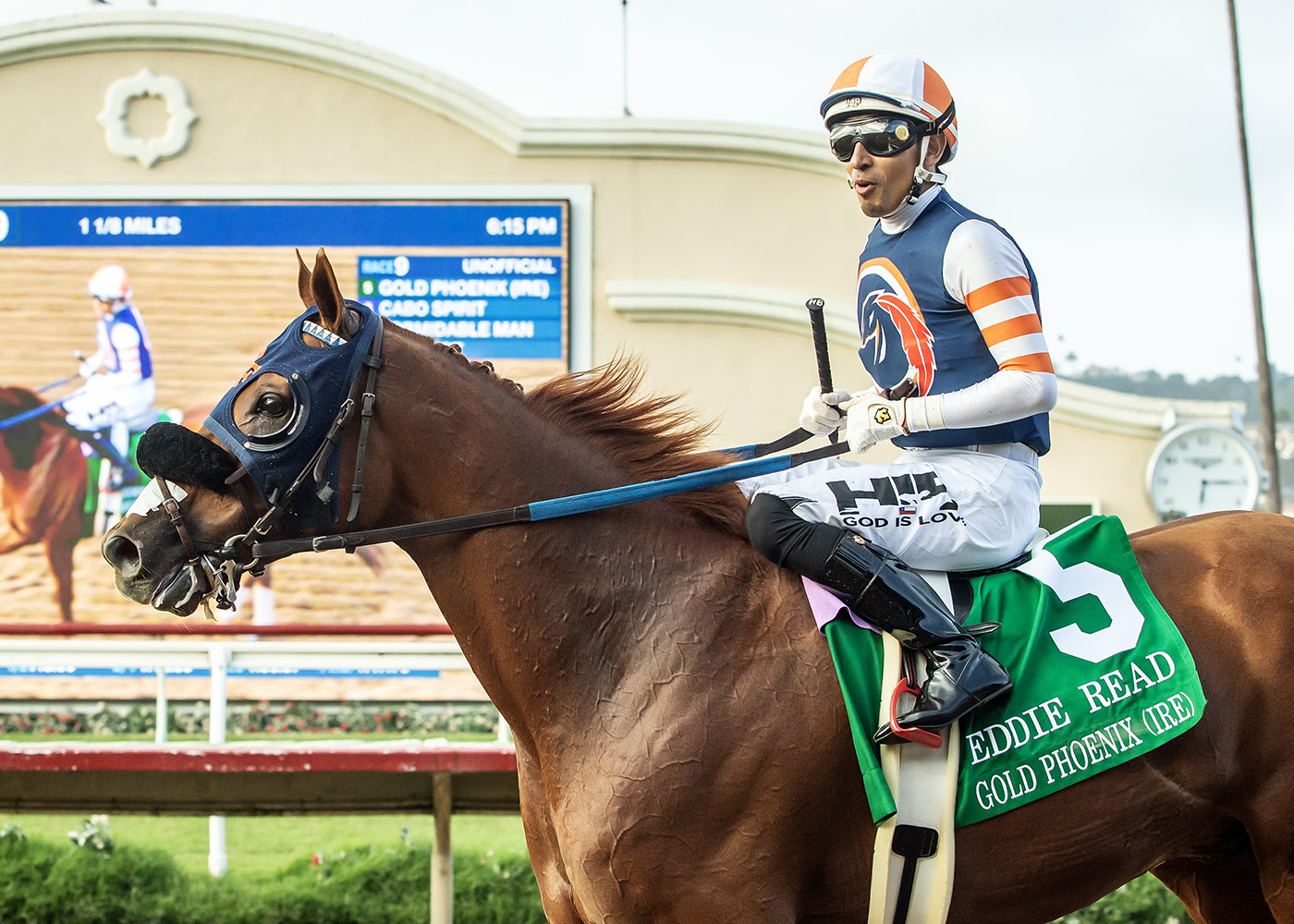 Gold Phoenix winning the Eddie Read Stakes at Del Mar Racecourse