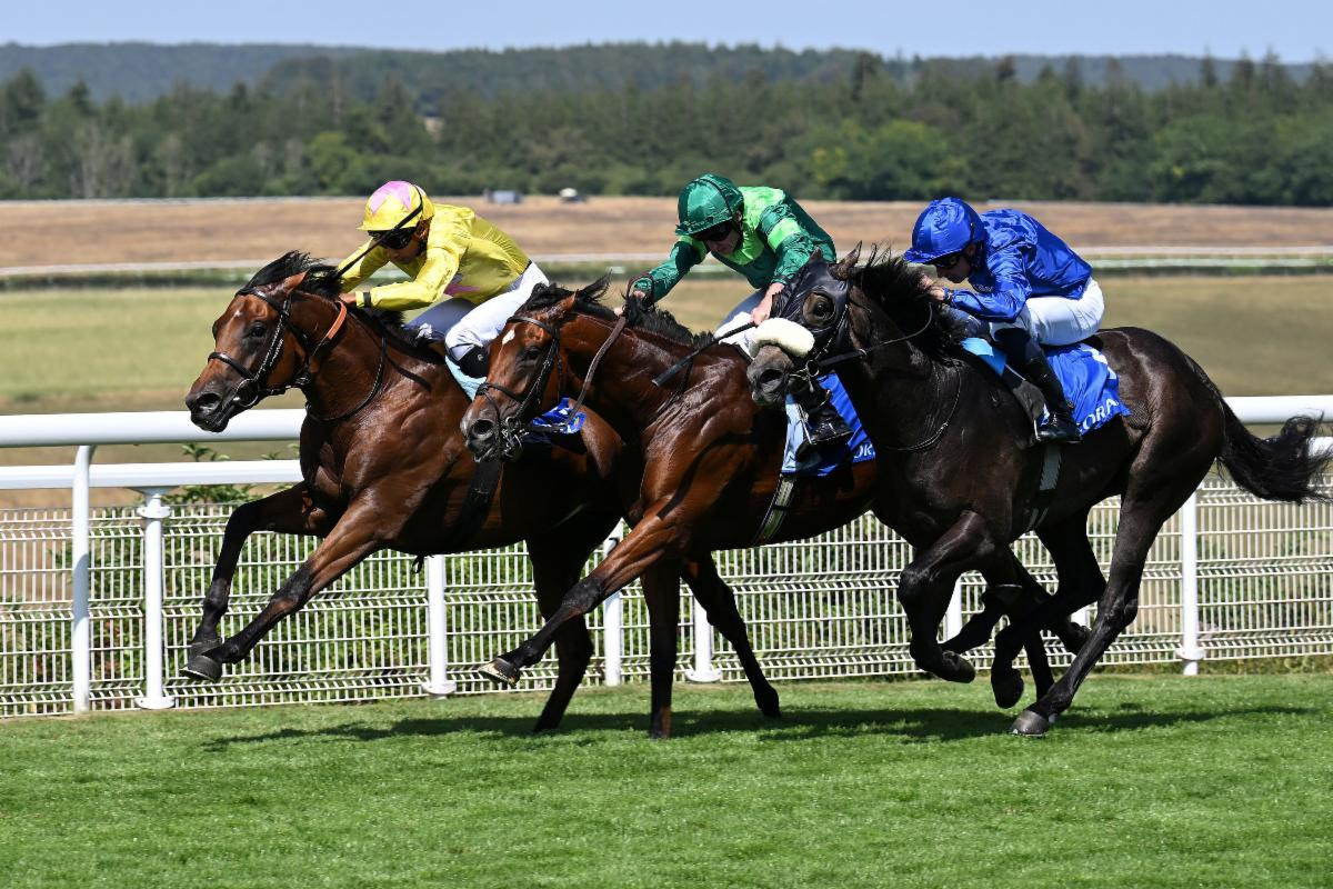Dr Rascal wins the Group 2 Goodwood Vintage Stakes 2026 under Kaiya Fraser at Goodwood Racecourse.
