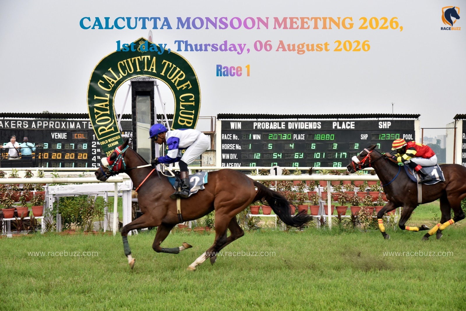 Calcutta race result 6th August featuring DIVINE RUN winning The Aerona Handicap during Calcutta Monsoon Meeting 2026