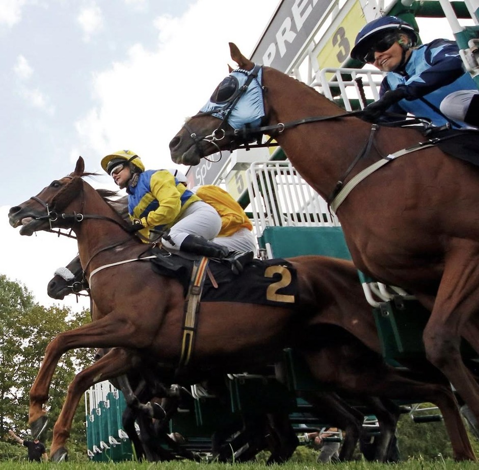 Winning horse crosses the finish line during Nottingham racing on 3 August 2026