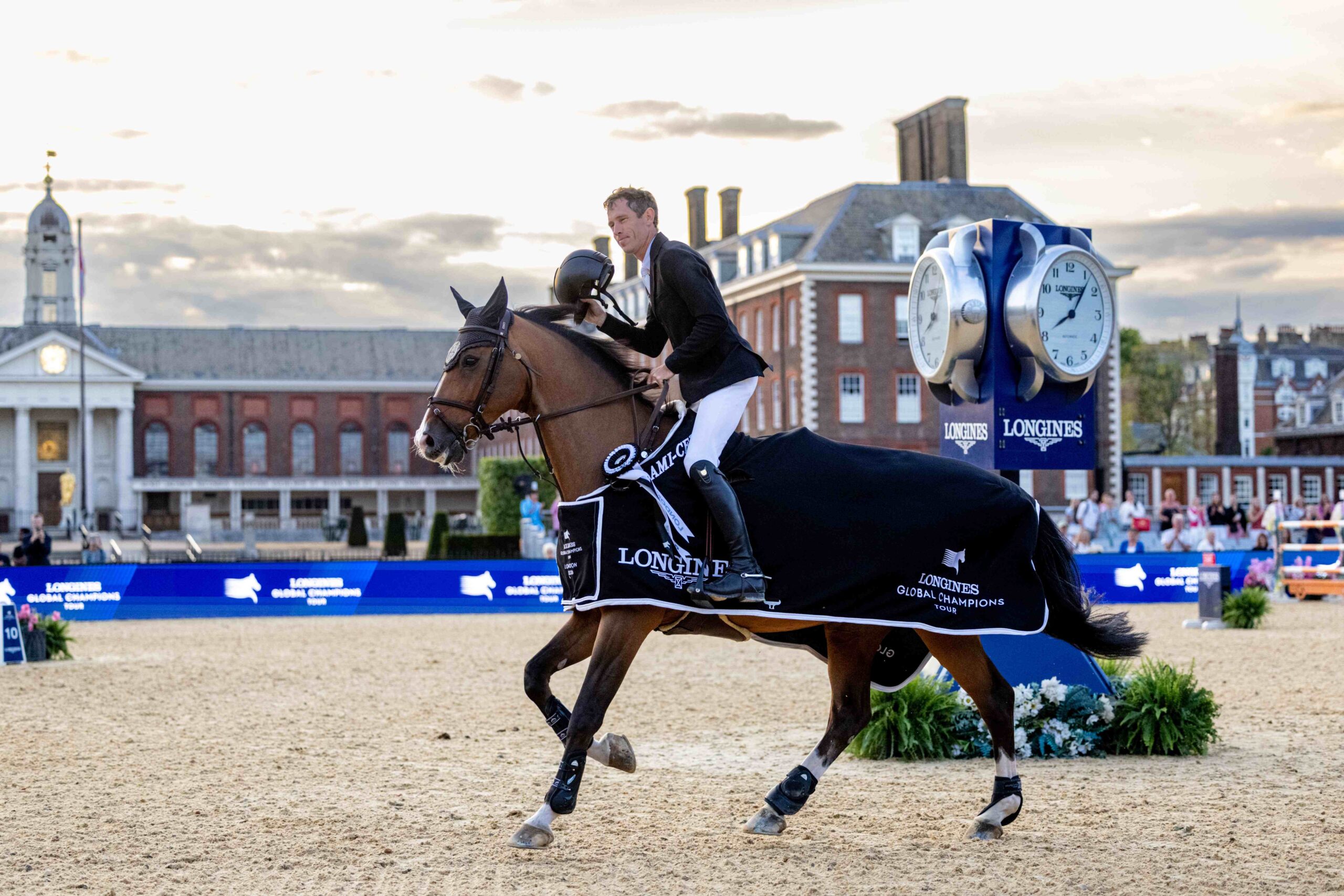 Scott Brash riding Hello Jefferson during the CSI5* 1.50m Jump-Off at Royal Hospital Chelsea in London