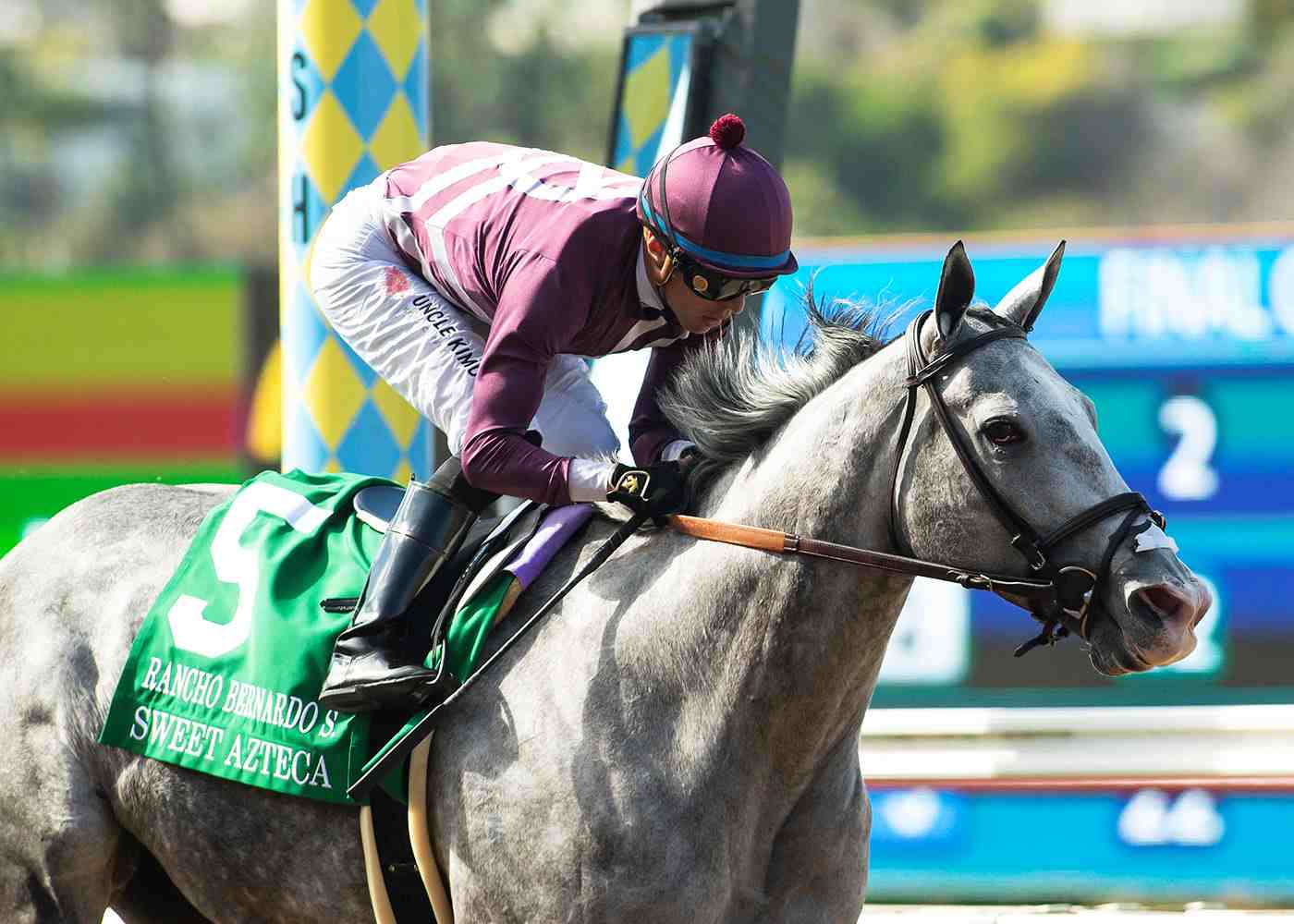 Sweet Azteca wins the Rancho Bernardo Stakes at Del Mar