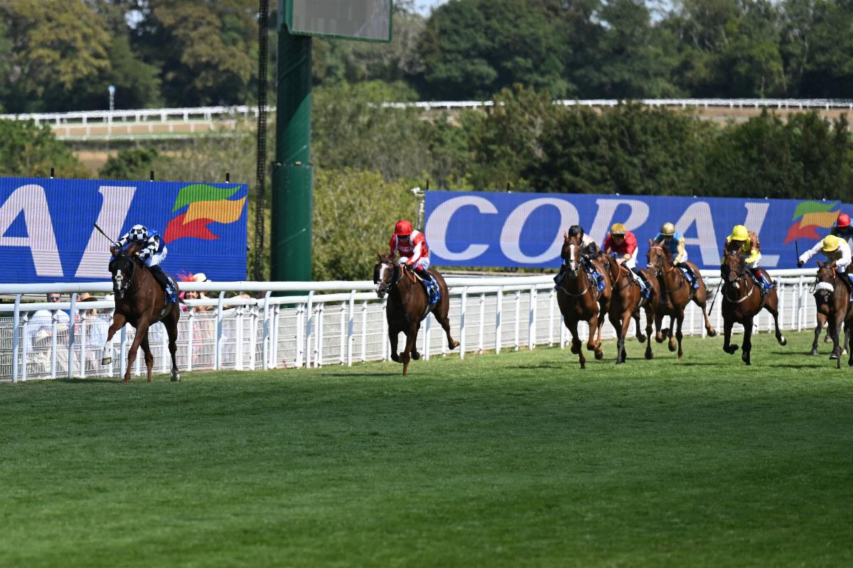 Defiantly winning the Goodwood Handicap at Goodwood Racecourse