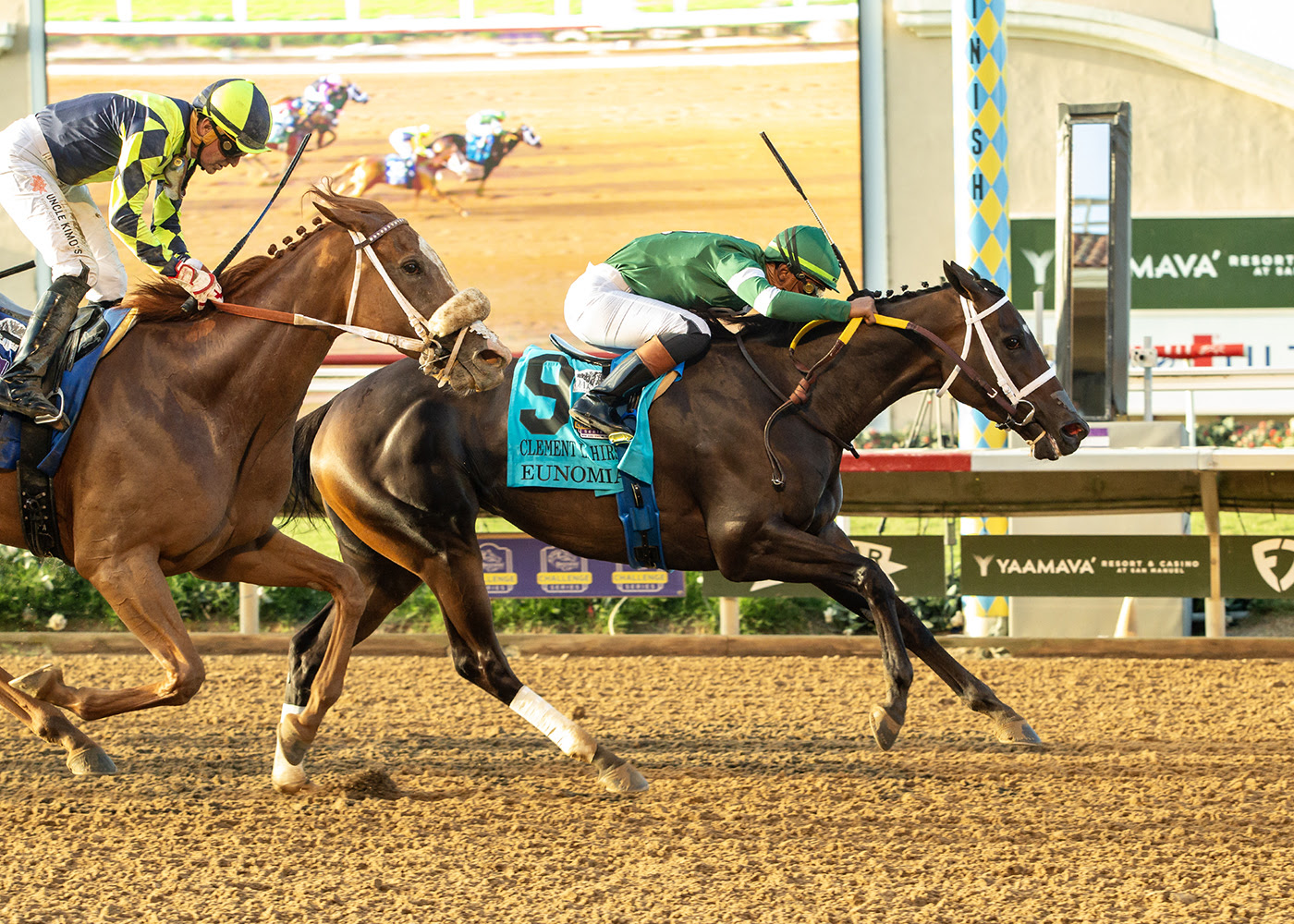 Eunomia winning the Clement L. Hirsch Stakes at Del Mar