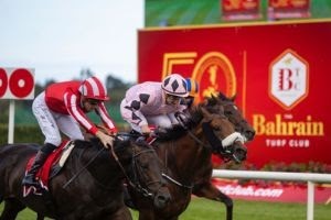 Hotazhell wins the Irish Champion Stakes at Leopardstown