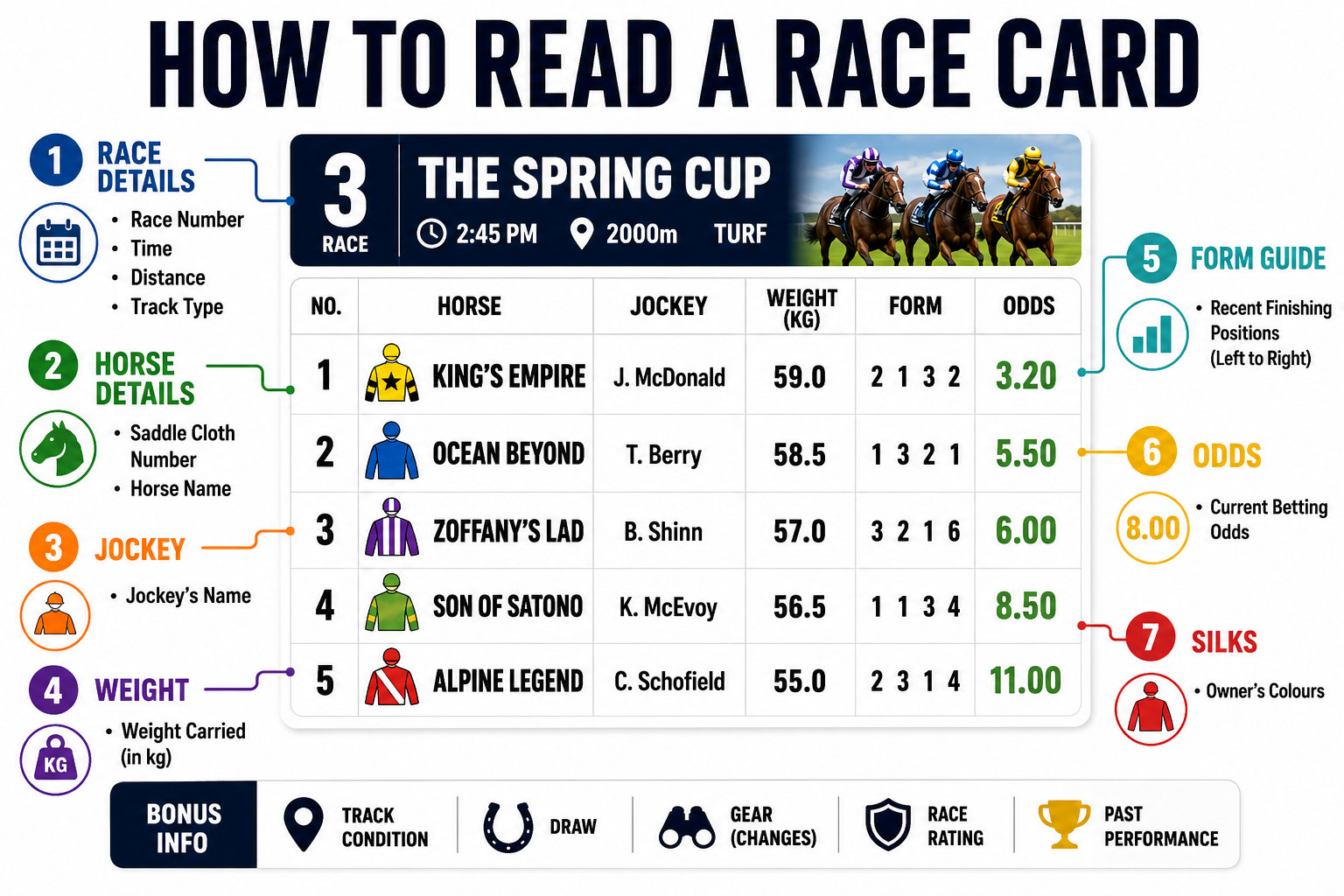 how to read a horse race card