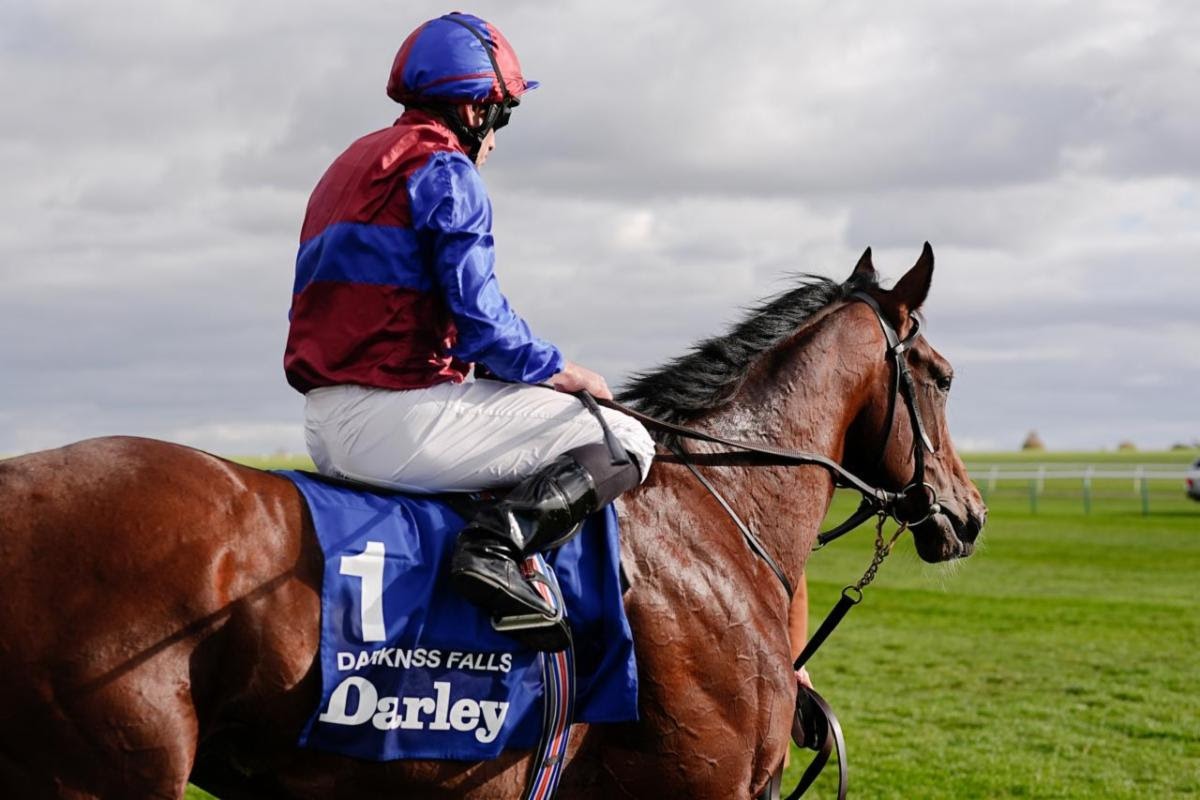 Darkness Falls Triple Crown hopes rise after the colt wins the Darley Dewhurst Stakes at Newmarket.