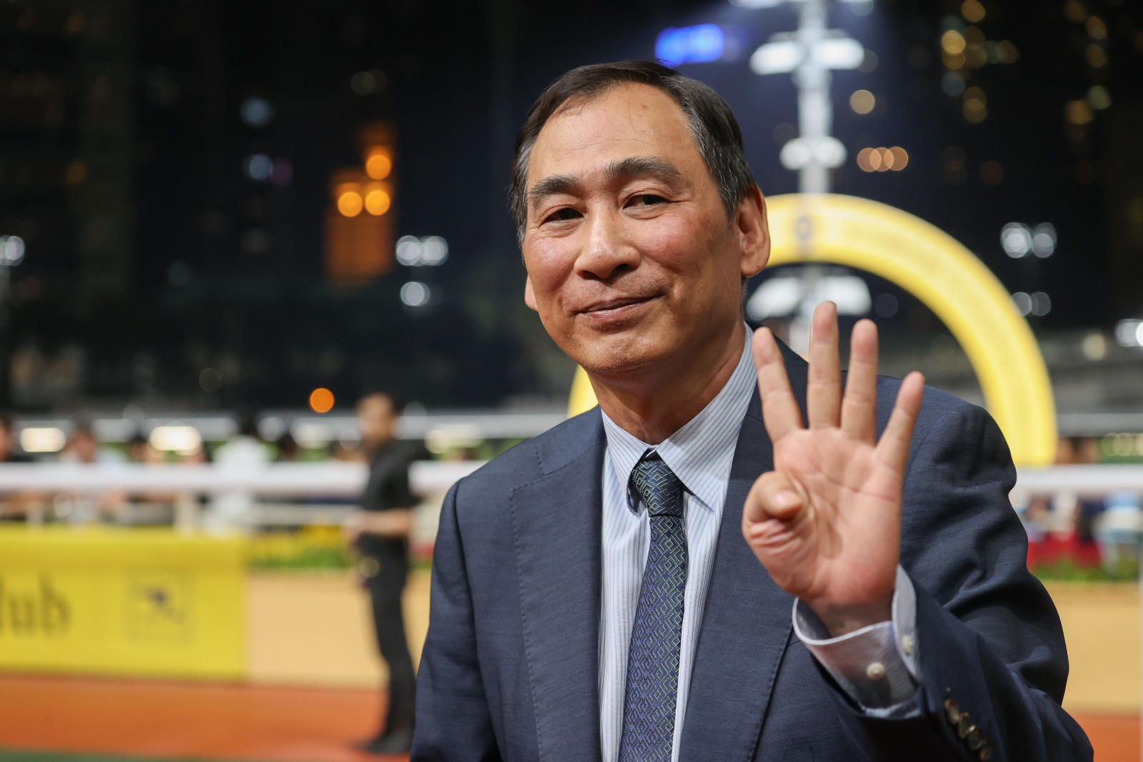 Michael Chang celebrates his 400th Hong Kong racing win at Happy Valley